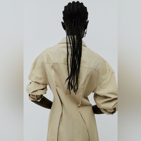 H&M Cotton Shirt Dress Beige New - Picture 3 of 7